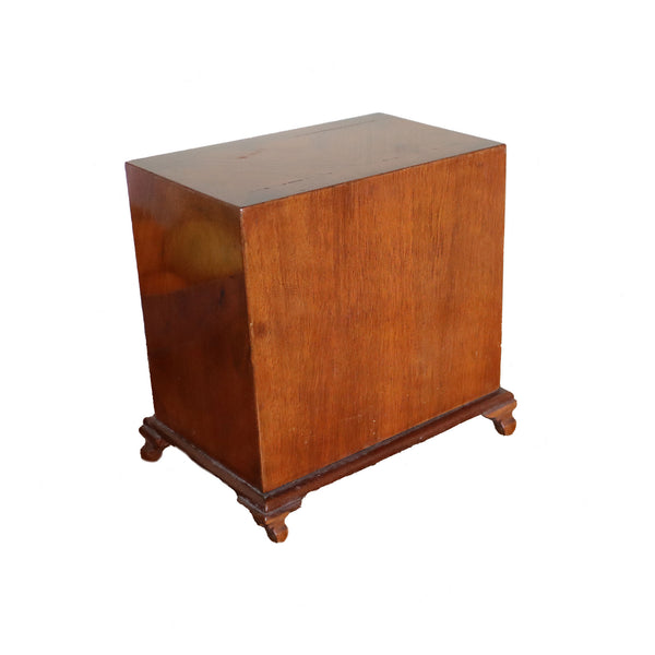 Wooden side table on a white background