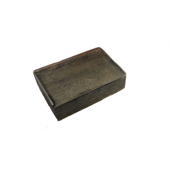 Wooden drawer with a dark brown finish on a white background