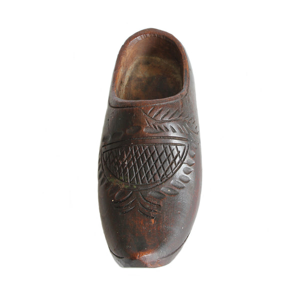 A wooden miniature shoe clog with pattern dated circa 1900
