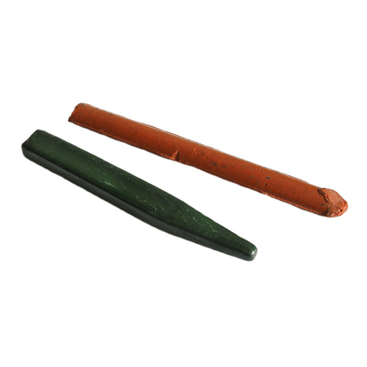 A set of used old antique wax sealing sticks green orange