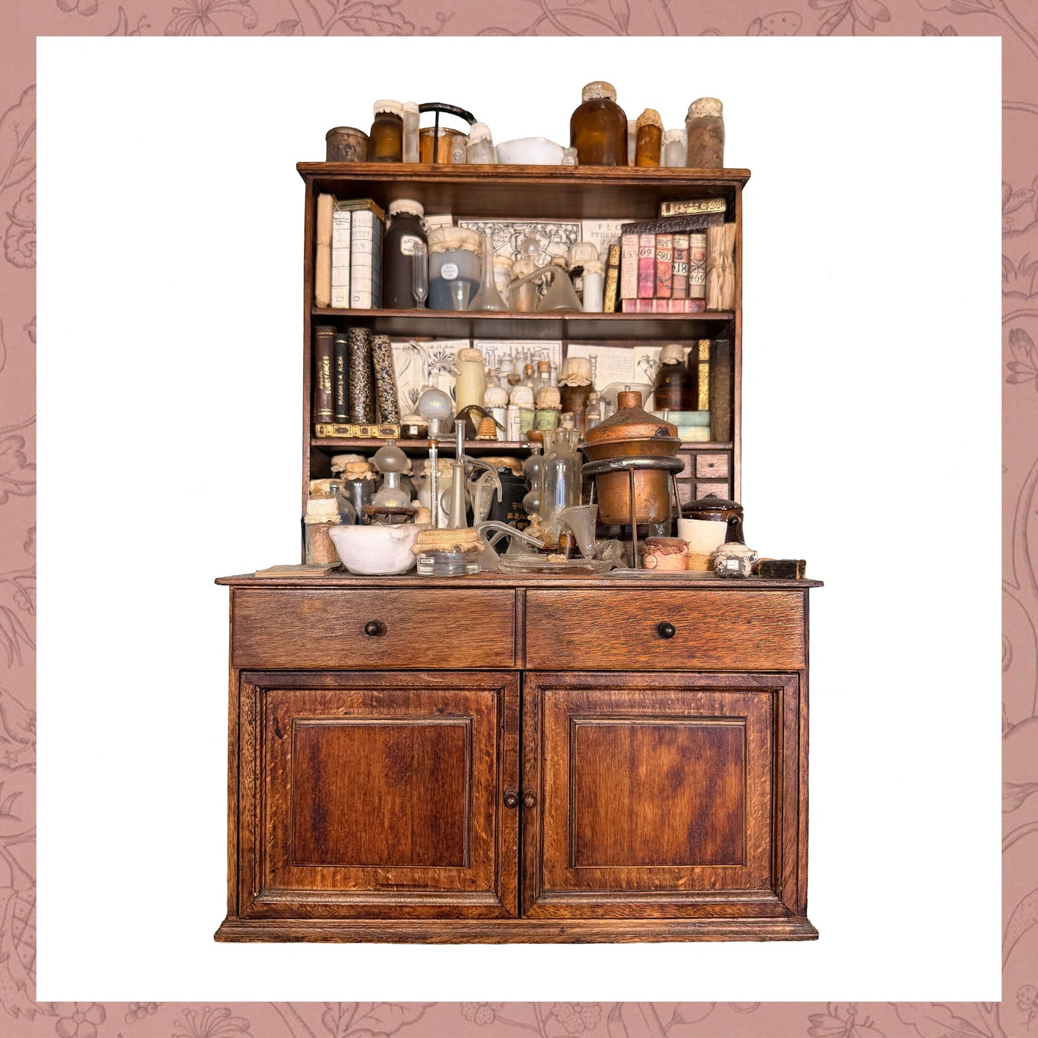 a miniature chemistry cabinet on white background