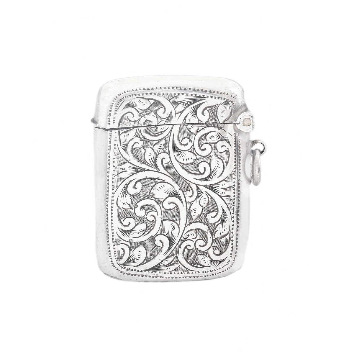 Edwardian Sterling Silver Swirl Vesta Case dated 1906