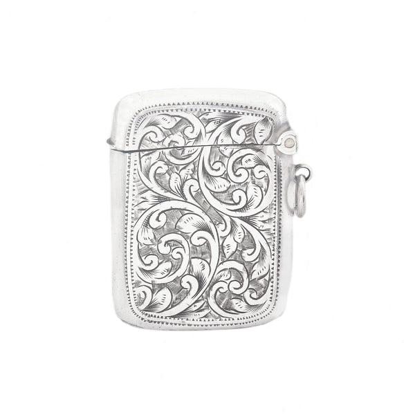 Edwardian Sterling Silver Swirl Vesta Case dated 1906