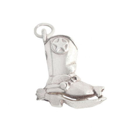 Vintage Cowboy Boot Charm in Sterling Silver