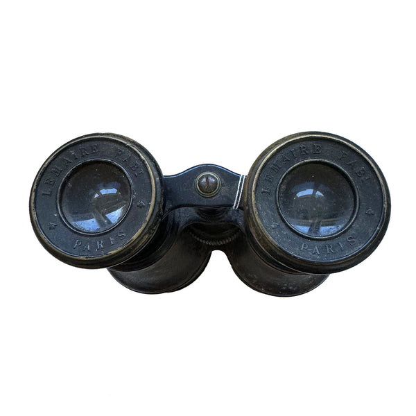 Vintage binoculars with 'Lemaire Paris' branding on a white background