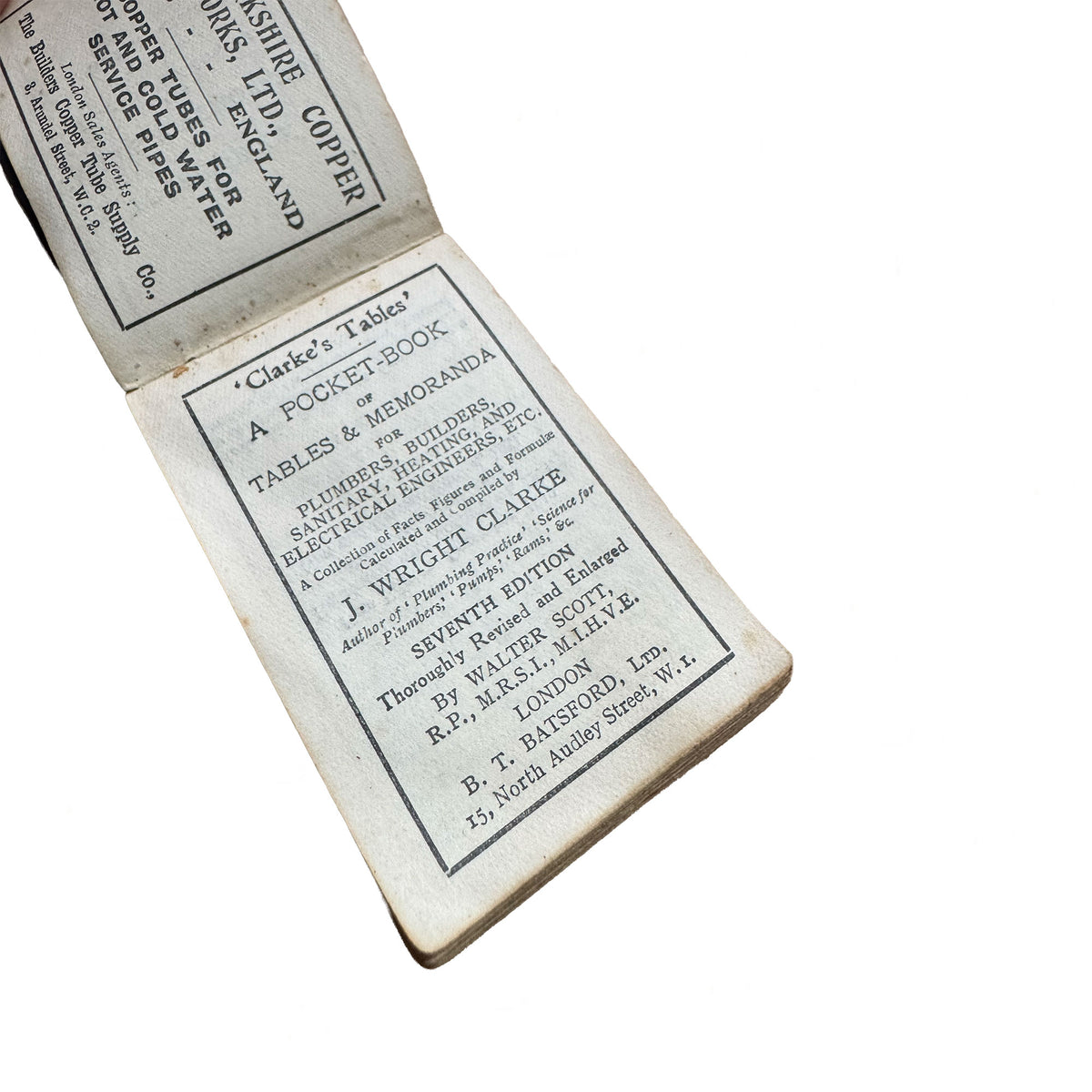 A Pocket Book of Memoranda for Plumbers dated 1931