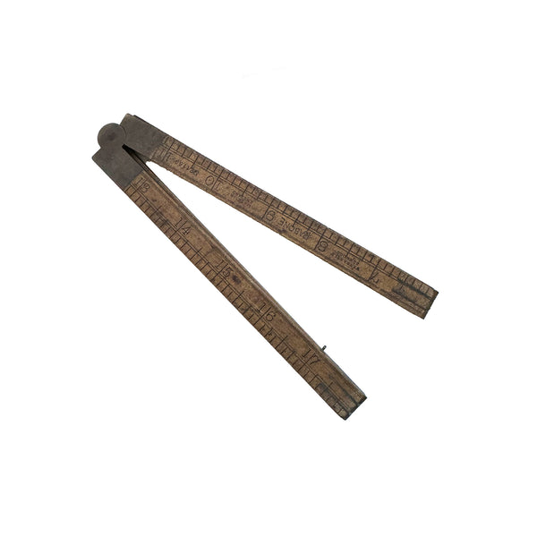 vintage wooden ruler with folds 