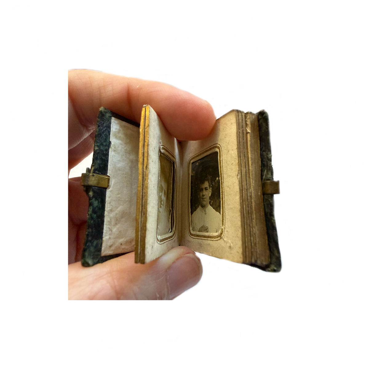 Victorian Miniature Leather Portrait Album Circa 1865