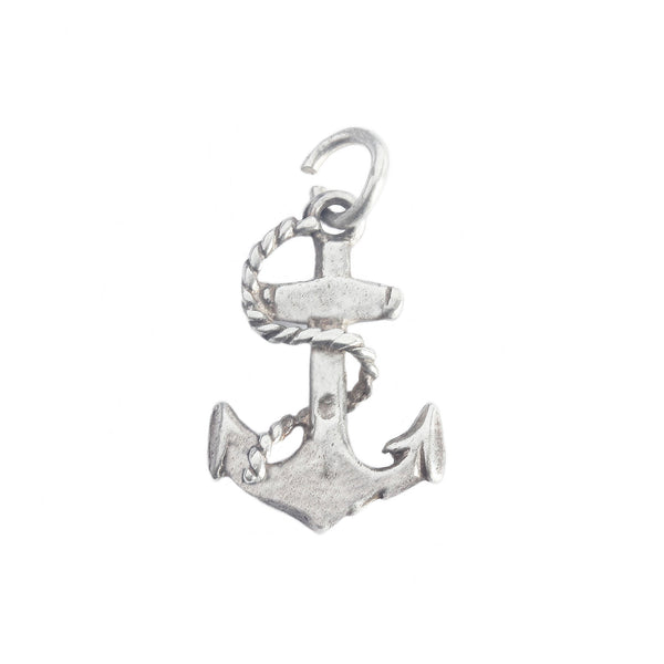 Silver anchor pendant on a white background