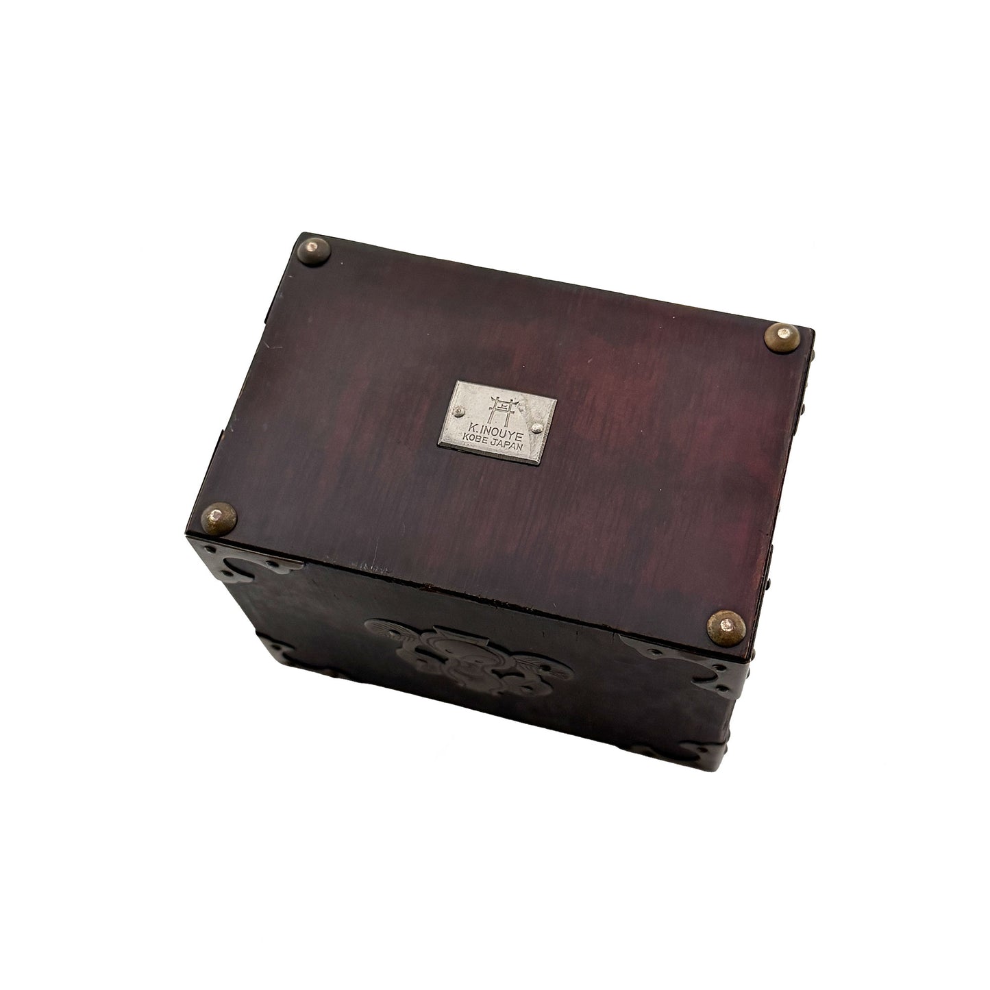 Antique De La Rue Playing Card Set in K. Inouye Kobe Wood & Brass Case