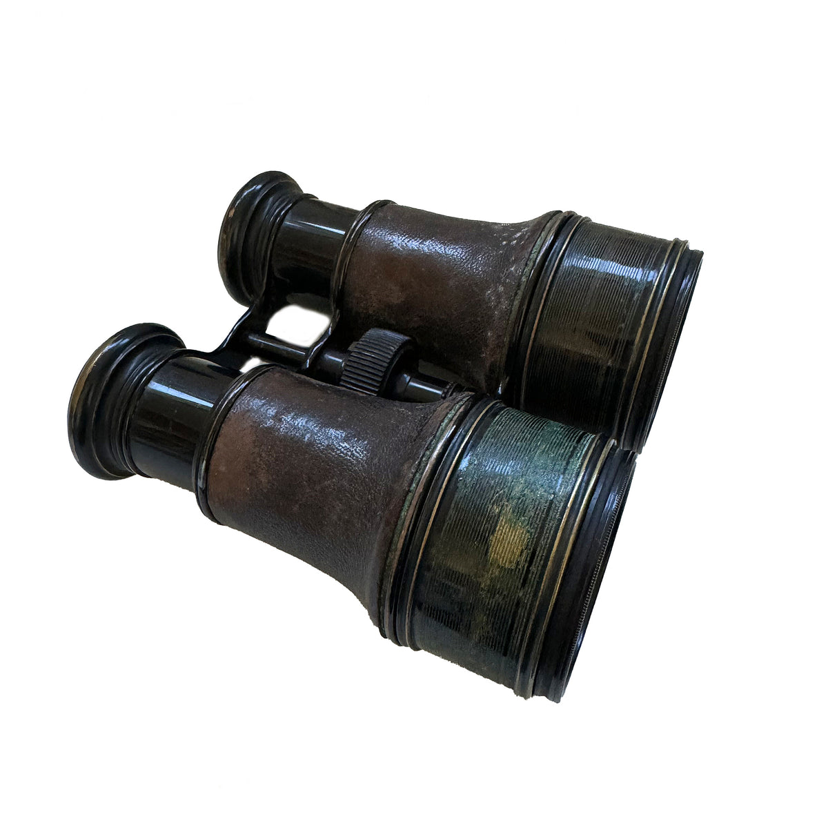 Vintage binoculars on a white background