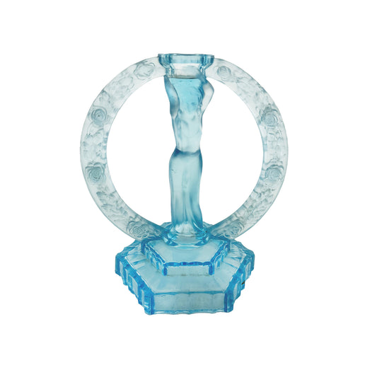 Blue crystal-like lady floral circle on a white background