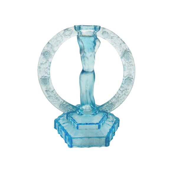 Blue crystal-like lady floral circle on a white background