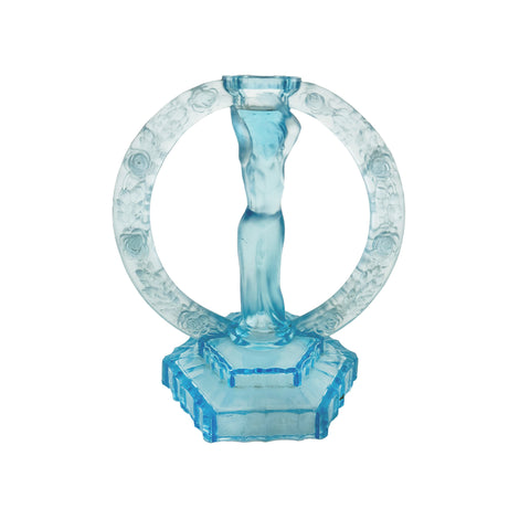 Blue crystal-like lady floral circle on a white background