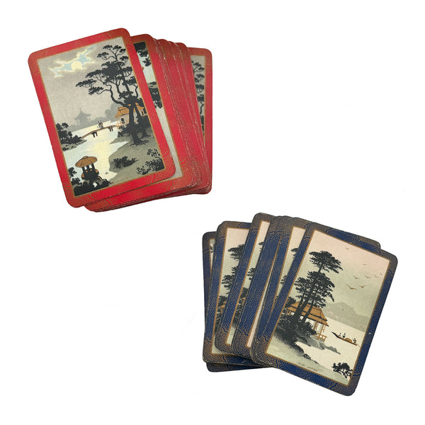Antique De La Rue Playing Card Set in K. Inouye Kobe Wood & Brass Case