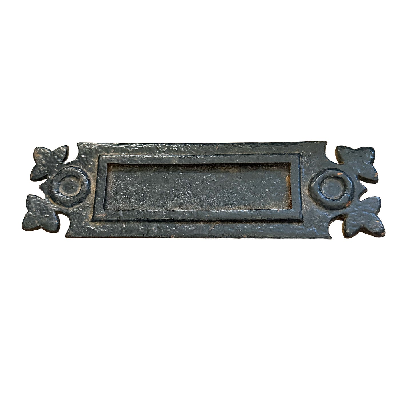 A Vintage Cast Iron Fleur-de-Lys Letterbox Plate
