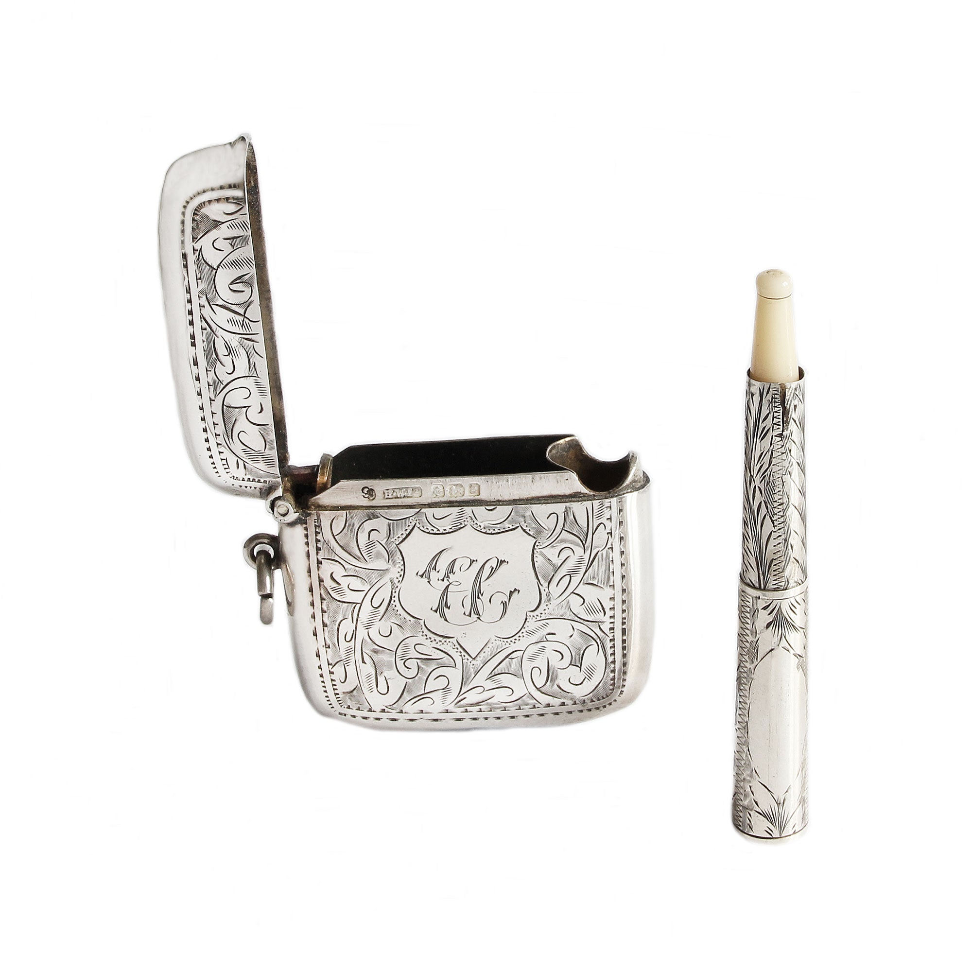 Silver vesta with candle on a white background