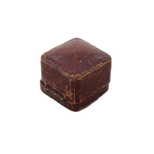 Vintage brown leather jewelry box on a white background