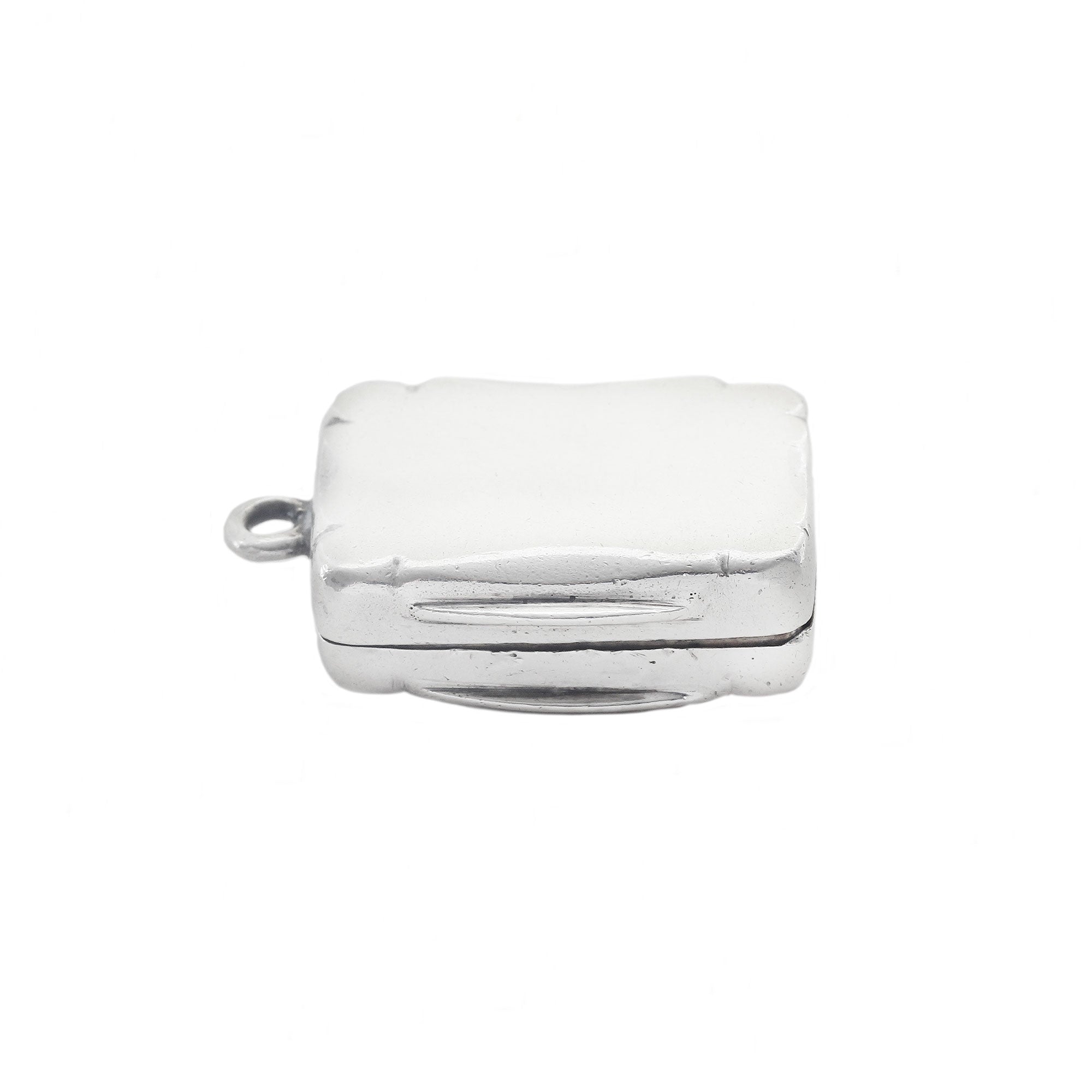 Silver vesta case on a white background