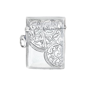 Silver embossed case on a white background