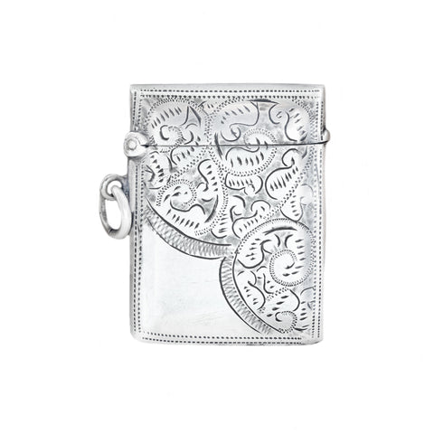 Silver embossed case on a white background
