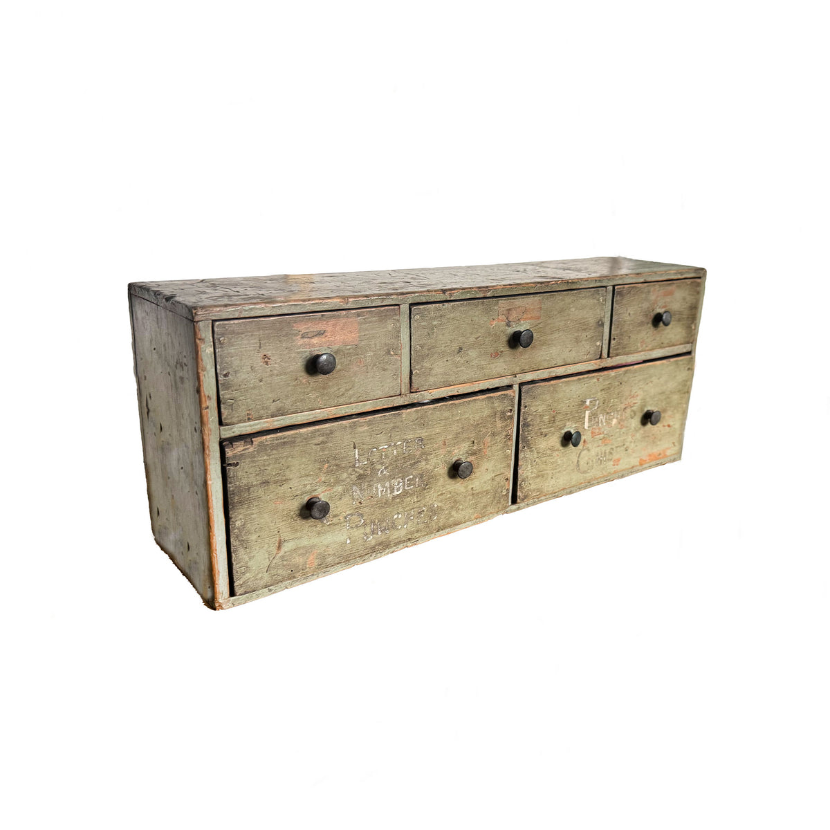 Wooden drawers with multiple drawers on a white background
