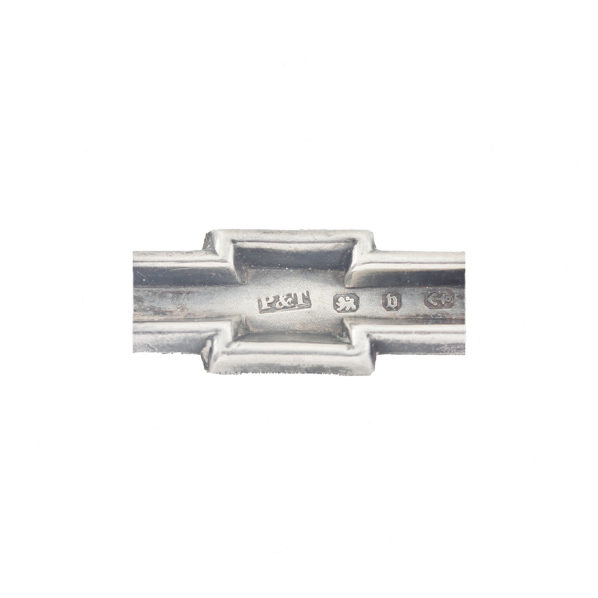 close up of hallmark on silver brooch