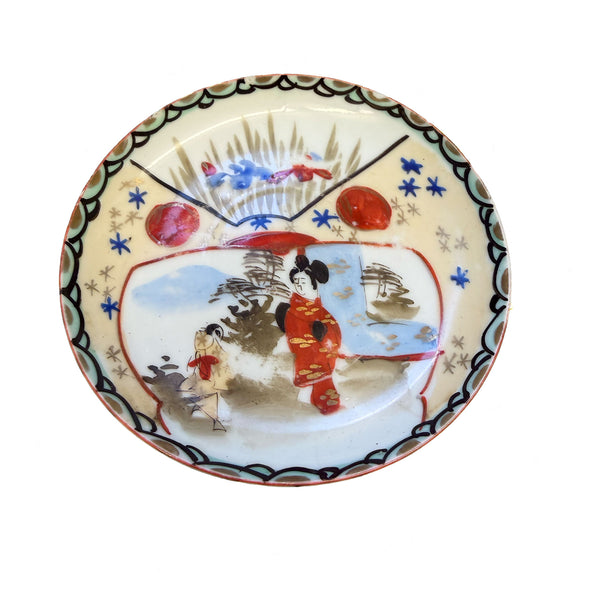 Vintage Hand-Painted Japanese Porcelain Teacup & Saucer