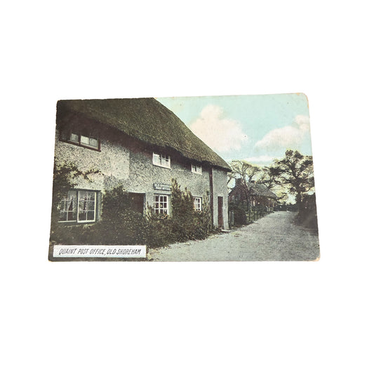 Vintage 1920s Hand-Coloured Postcard of Post Office in Old Shoreham Sussex