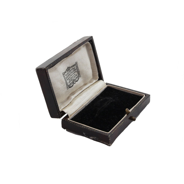 Open display box with a brand logo on a white background