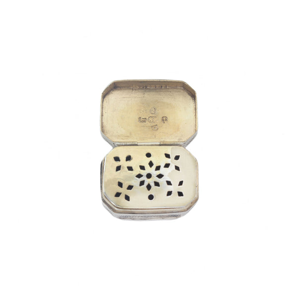 silver open gilt vinaigrette with pierced holes