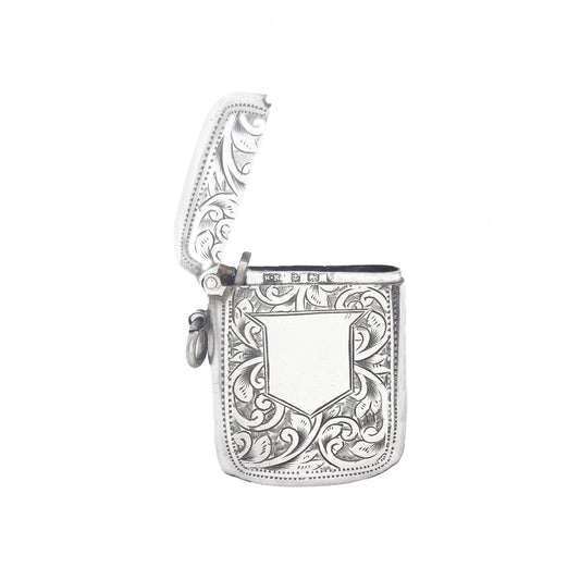 Decorative silver vesta on a white background