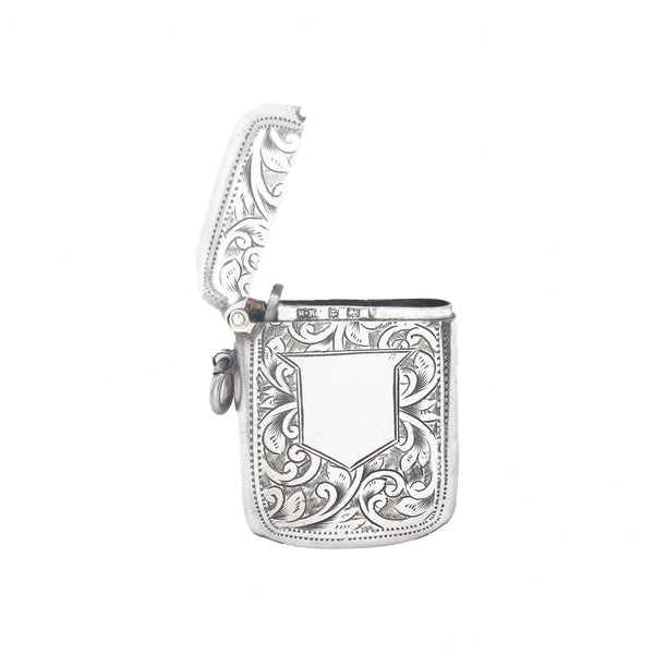 Decorative silver vesta on a white background
