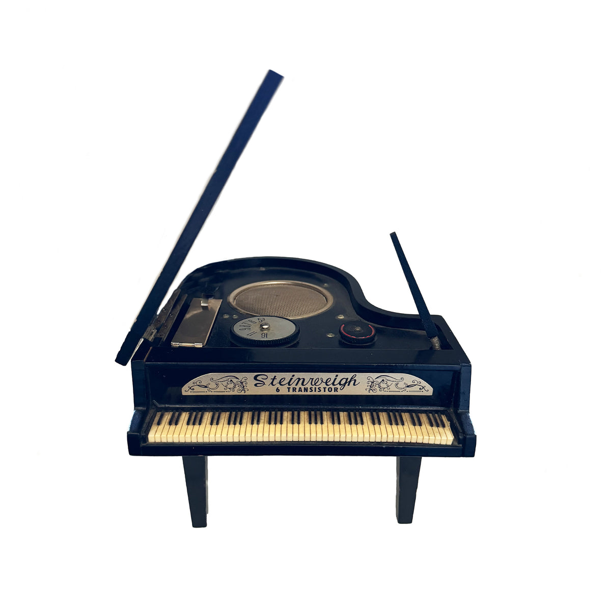 Model of a Steinweigh grand piano on a white background