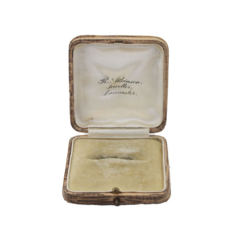 Open jewellery  box with Lancaster' inscription on a white background