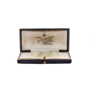 Vintage jewelry box with 'C. G. routley' branding on a white background