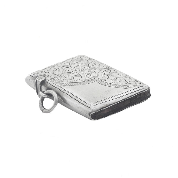 Silver embossed vesta on a white background