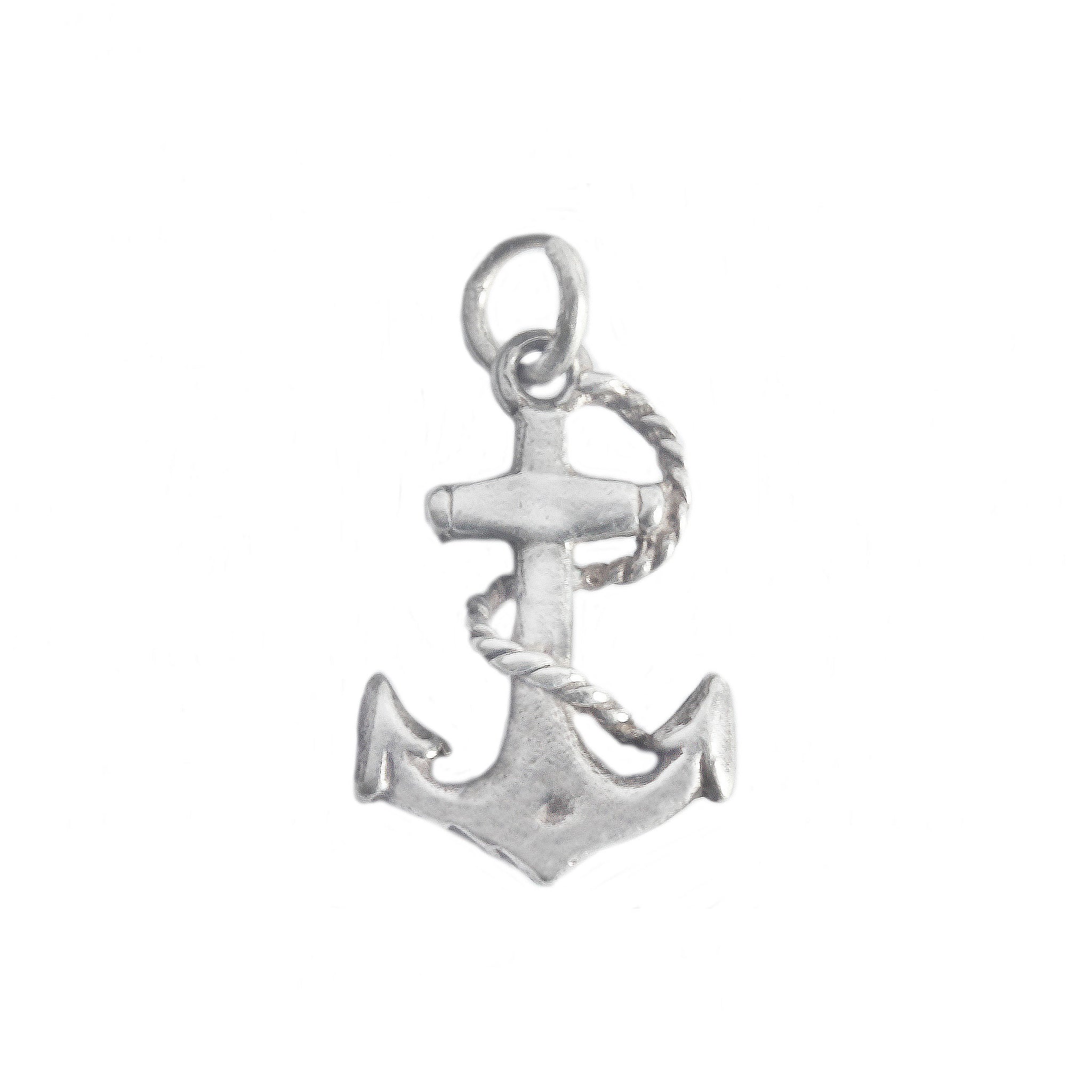 Silver anchor pendant on a white background