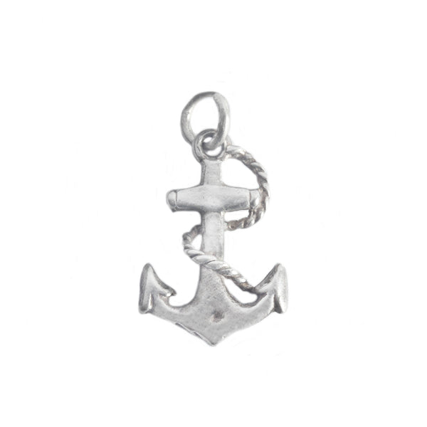 Silver anchor pendant on a white background