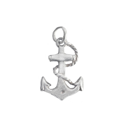Silver anchor pendant on a white background