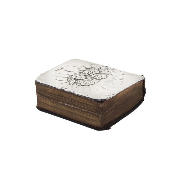 Decorative box with a white top and brown base on a white background