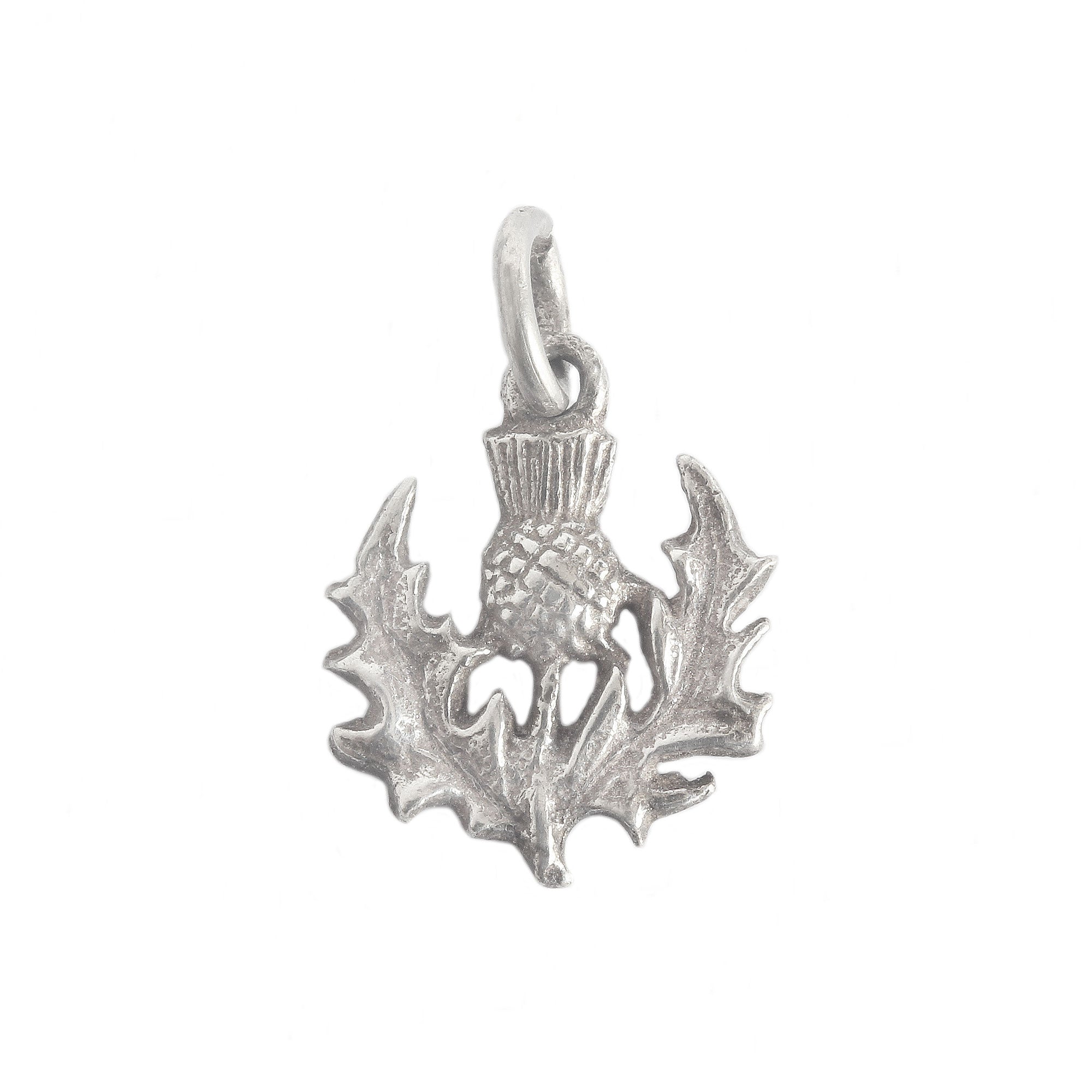 Silver thistle pendant on a white background