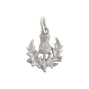 Silver thistle pendant on a white background