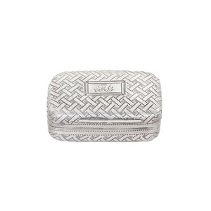 Silver woven jewellery vinaigrette on a white background