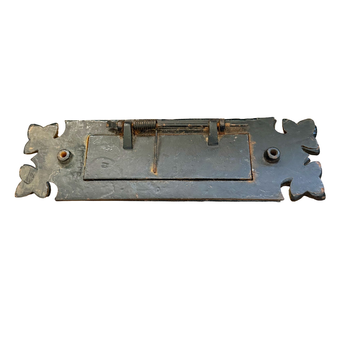 A Vintage Cast Iron Fleur-de-Lys Letterbox Plate
