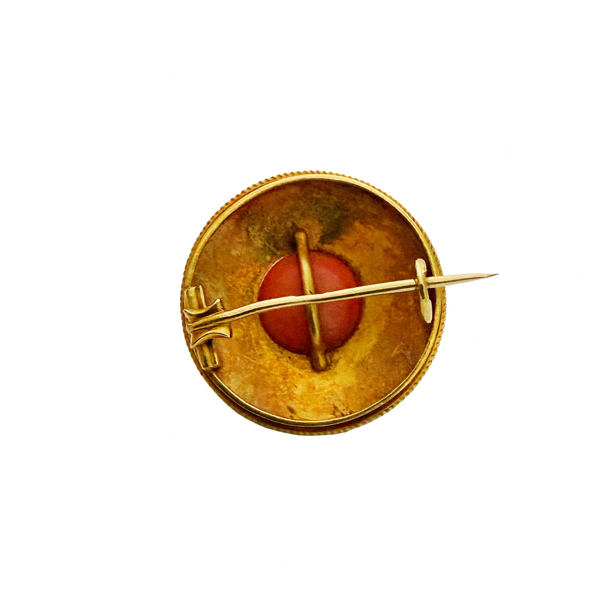 Victorian Coral Etruscan Revival Brooch By Casalta Circa 1860