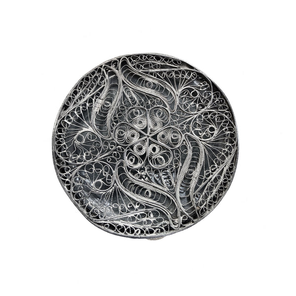 Vintage Filigree Openwork Silver Mirror Compact from 1930s-1950