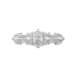 flower engraved silver brooch