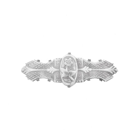 flower engraved silver brooch