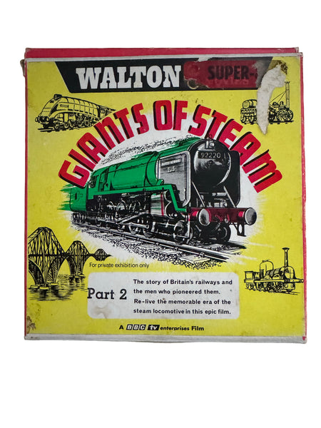Vintage box for 'Walton Giants of Steam' with a steam locomotive illustration on a yellow background.